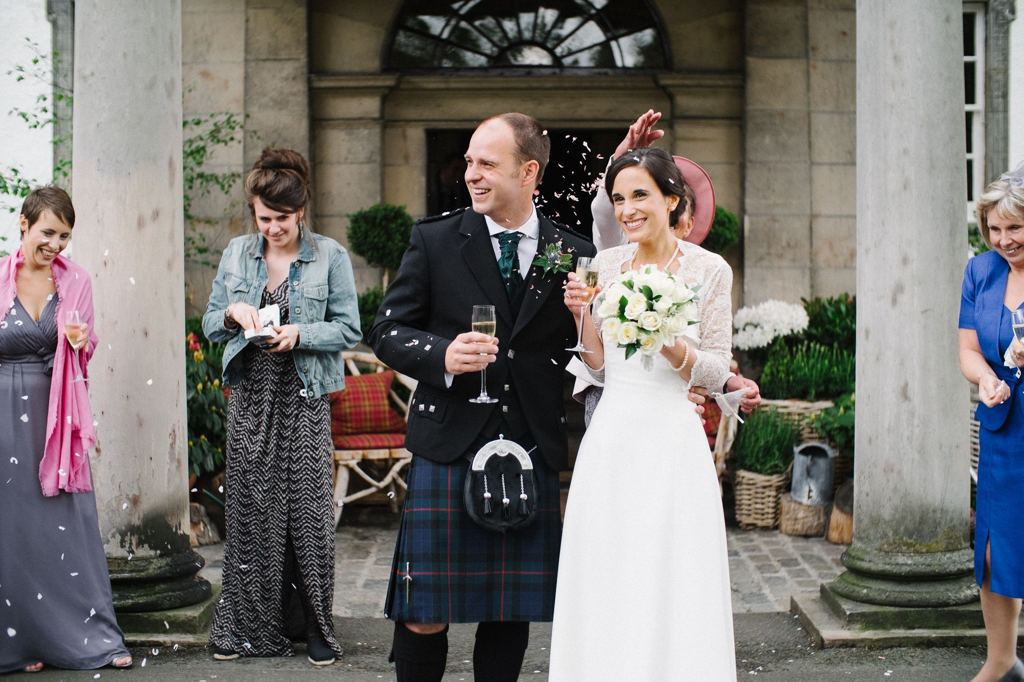 Confetti throw at the entrance of Prestonfield House Edinburgh