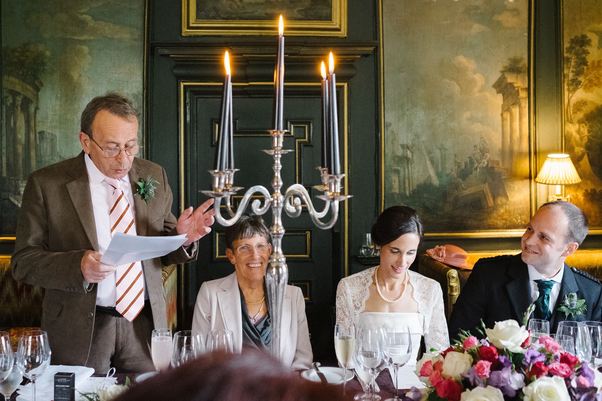 Father of the bride gives dinner speech at Prestonfield House