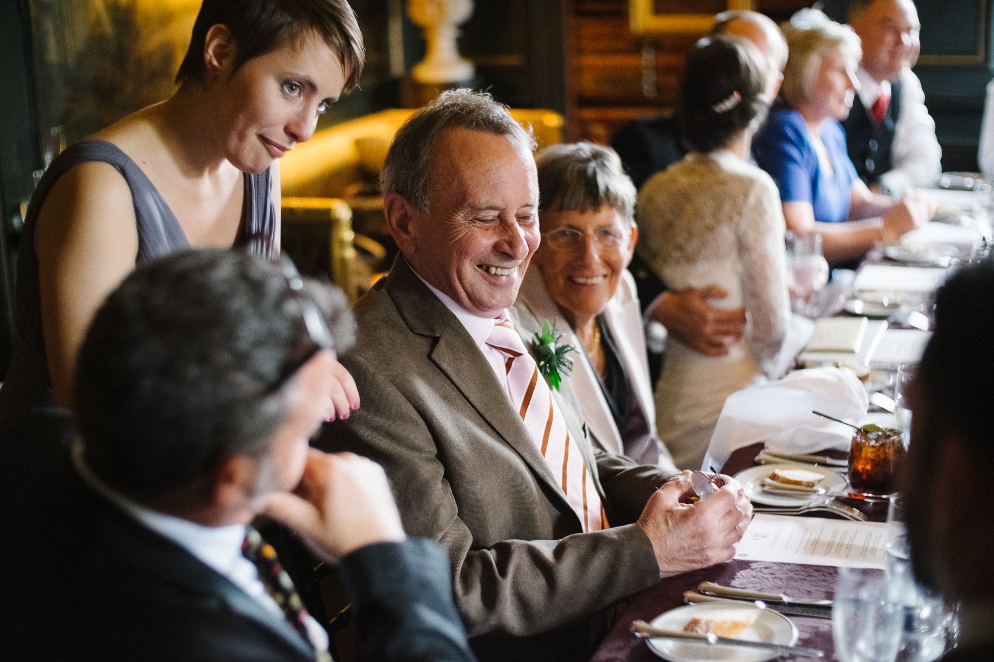 Father of the bride enjoying dinner