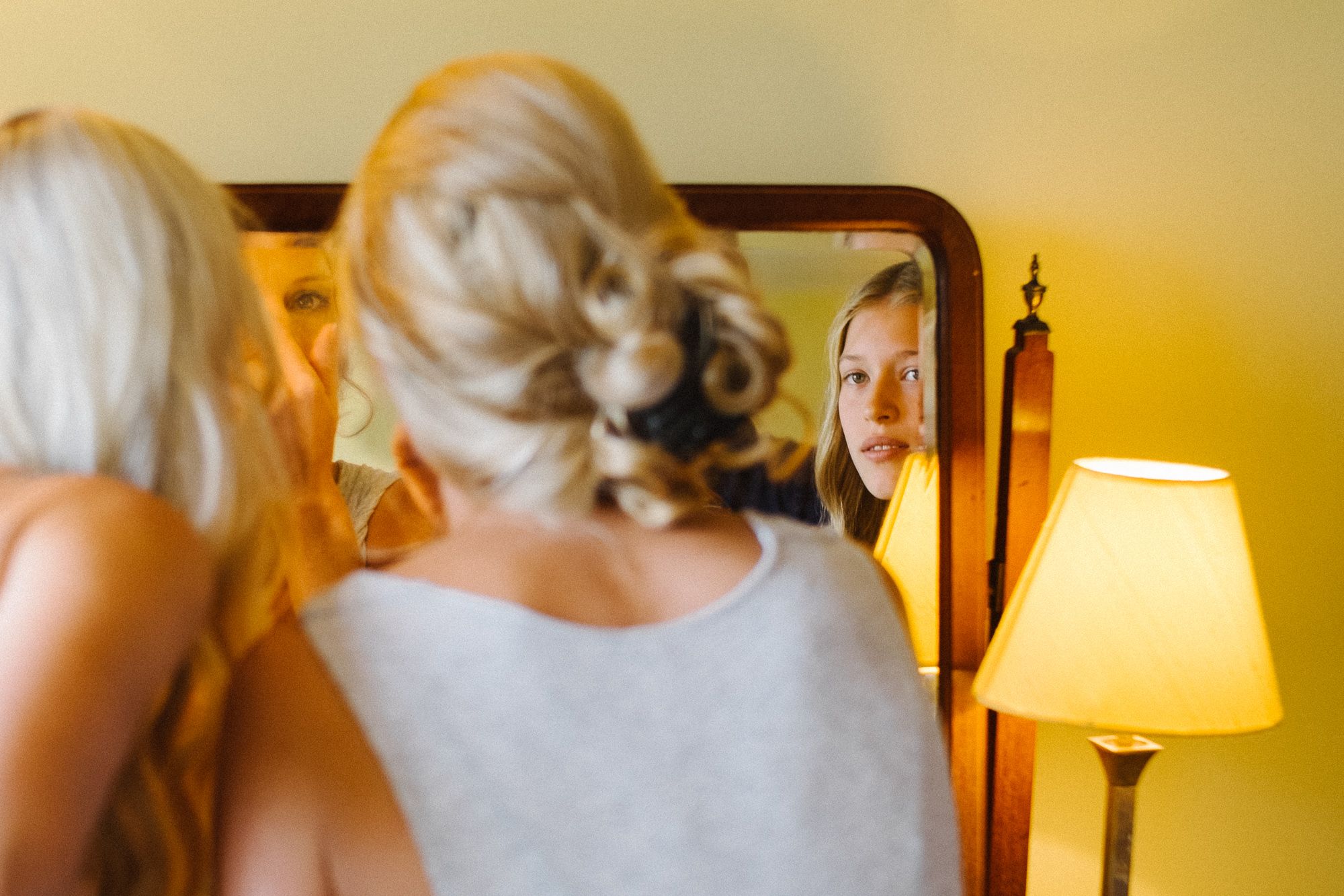 Bridal party getting ready for wedding at Archerfield House