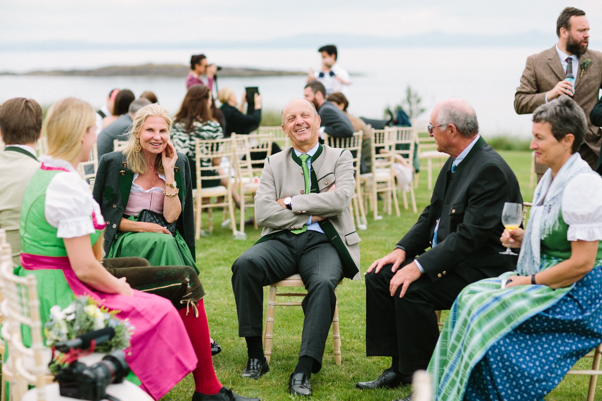 Wedding party enjoying time together at Archerfield House