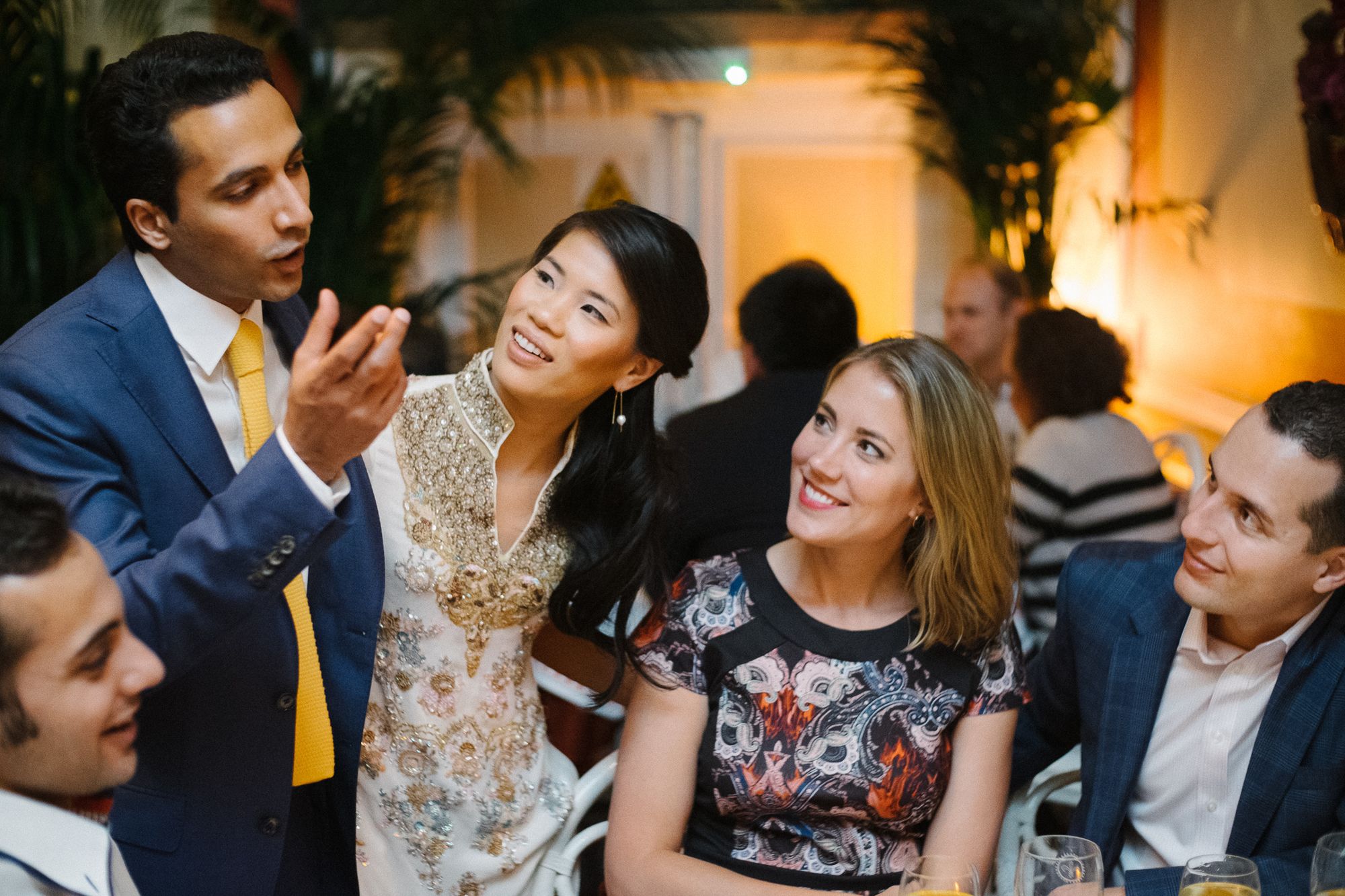 Informal wedding dinner party at La Porte des Indes restaurant London
