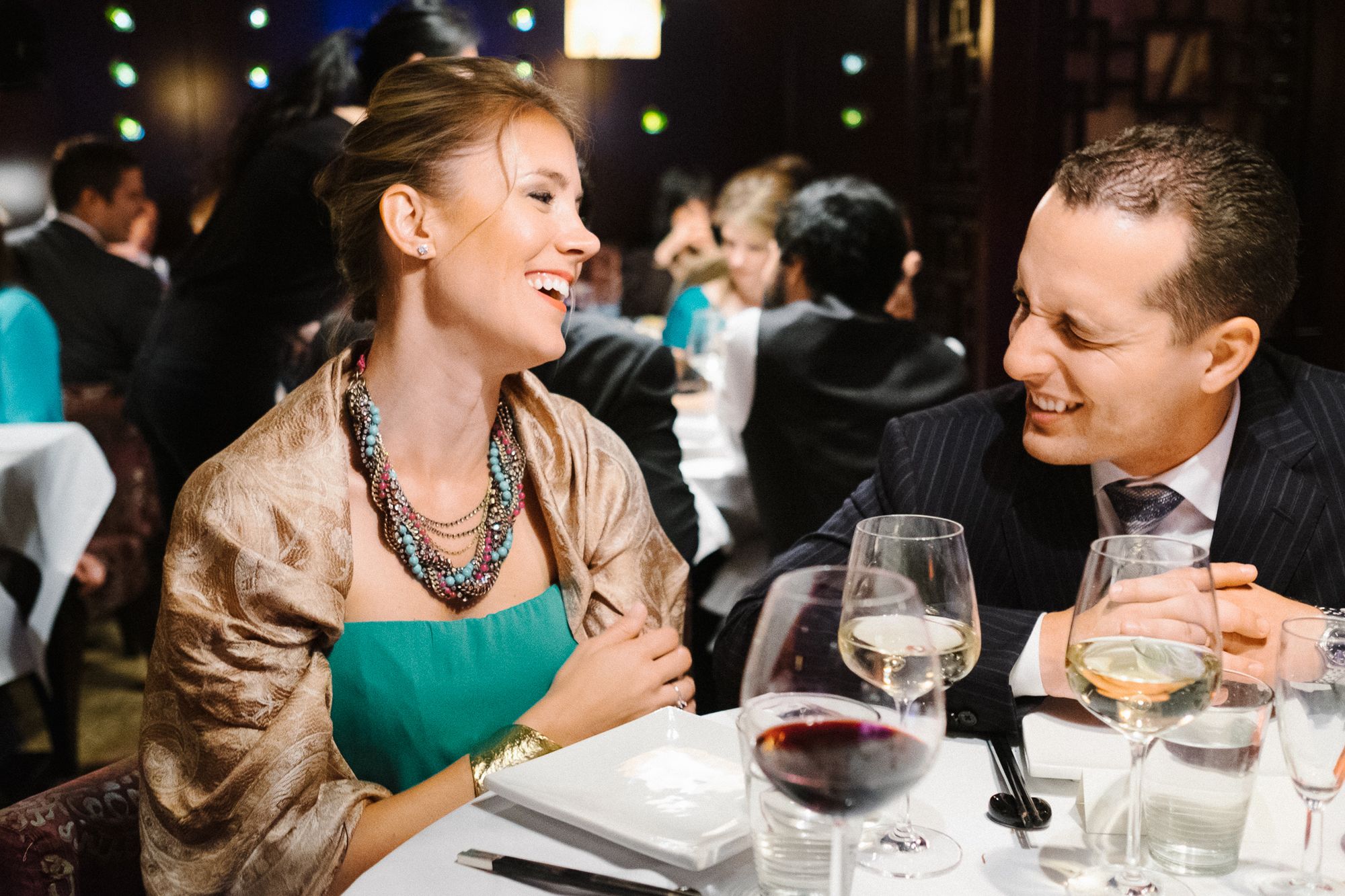 Wedding guests enjoying dinner at Seventeen Restaurant in London