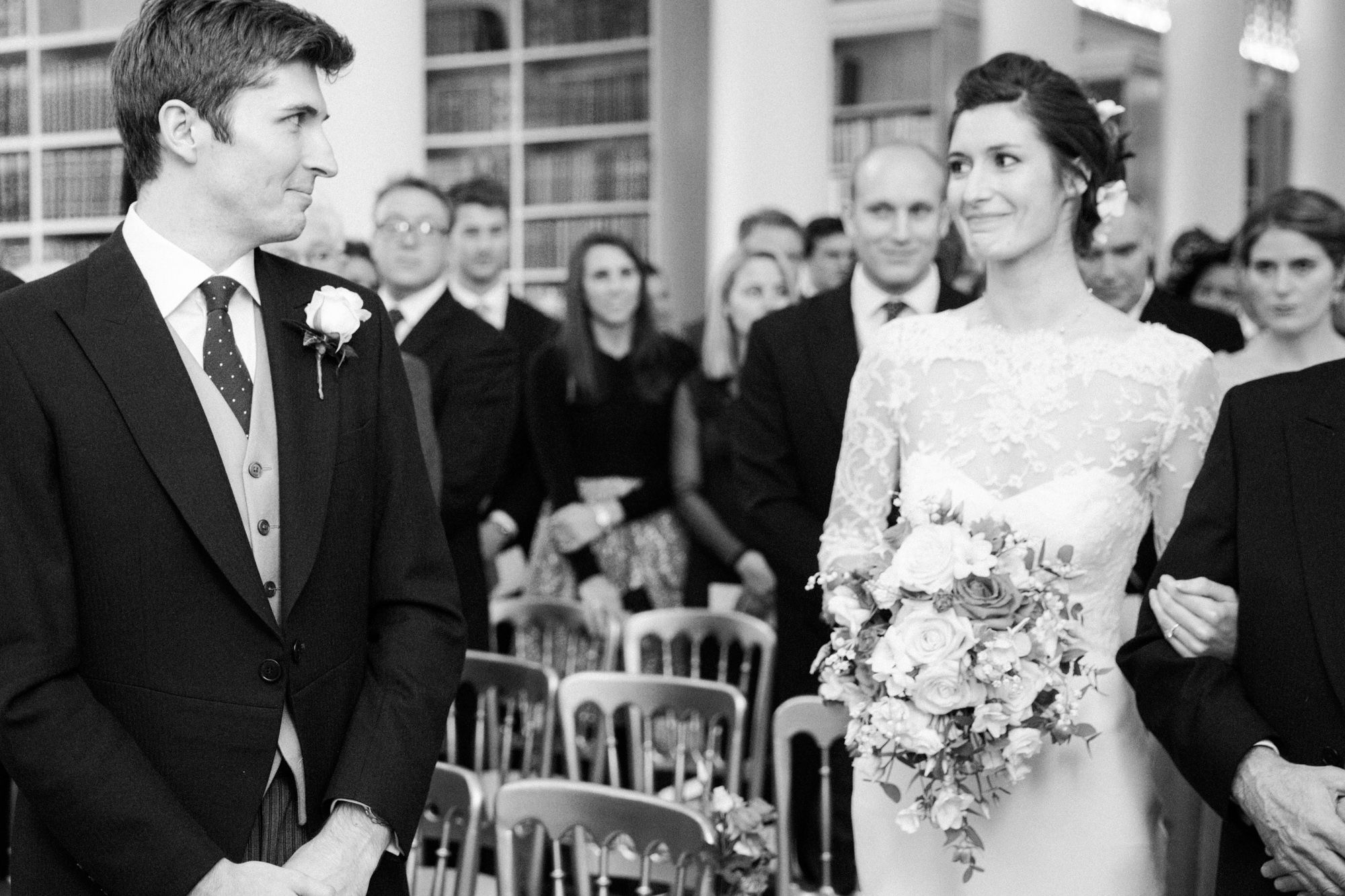 Bride arriving for wedding ceremony at The Signet library