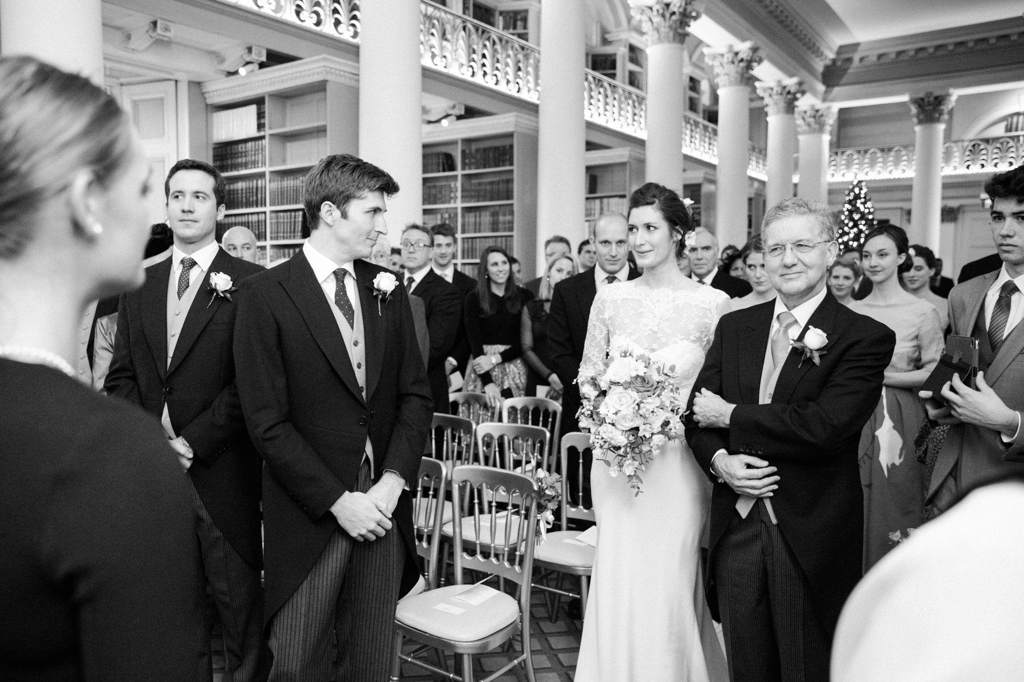 Bride arriving for wedding ceremony at The Signet library