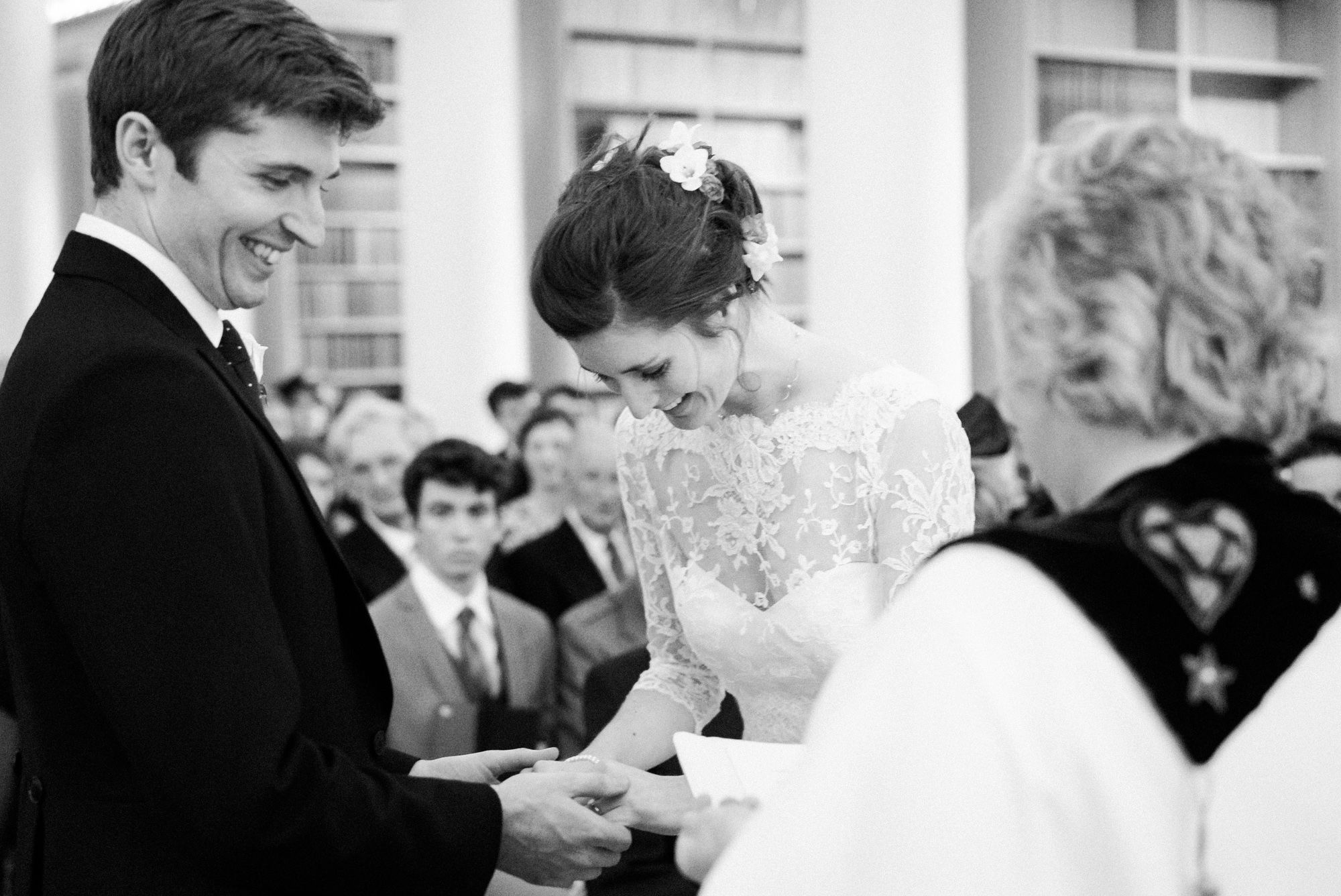 Wedding couple during ceremony at The Signet Library 