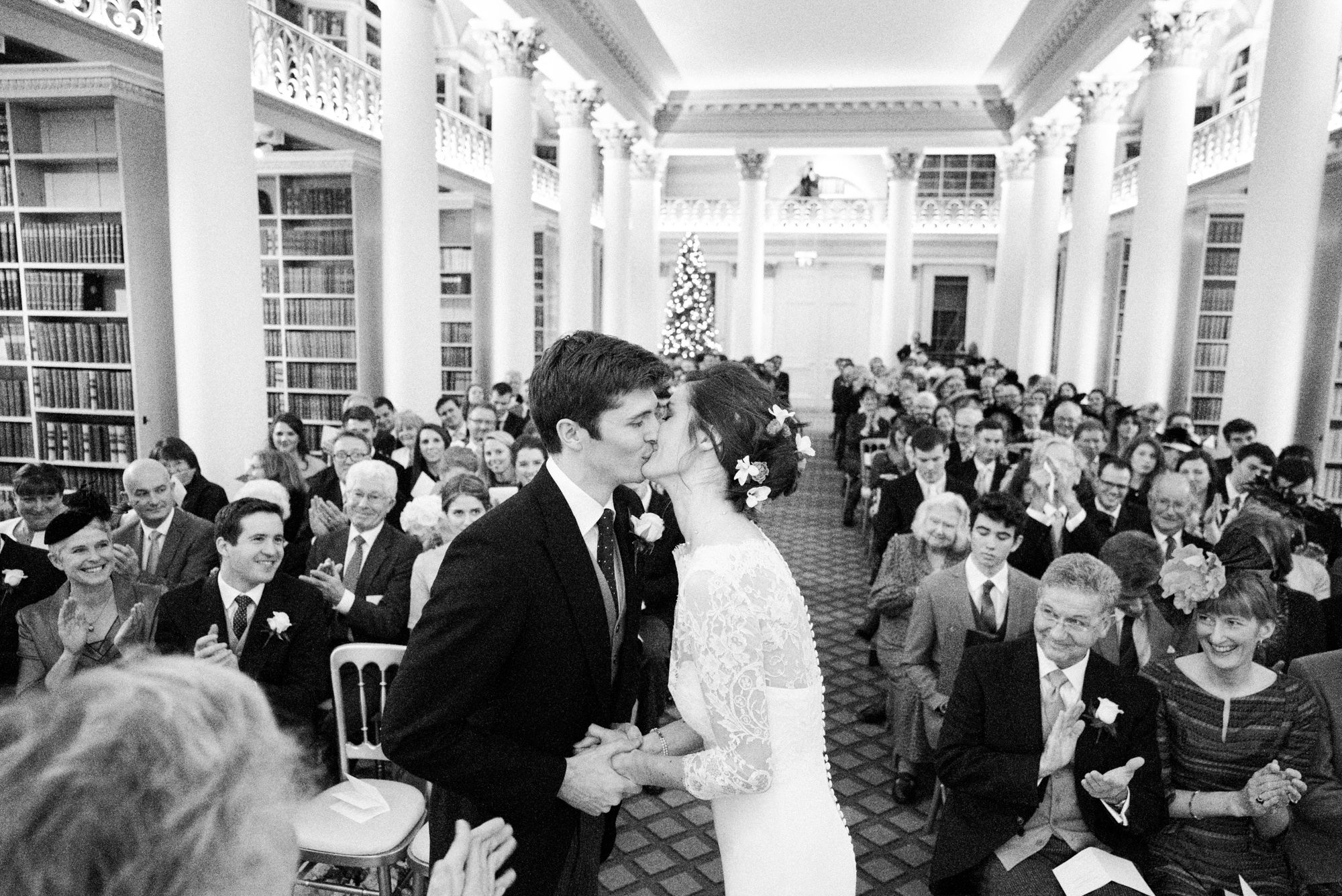 Wedding couple during ceremony at The Signet Library 