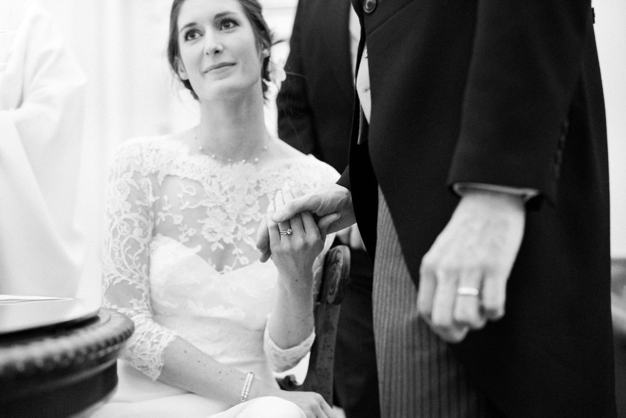 Intimate moment between bride and groom