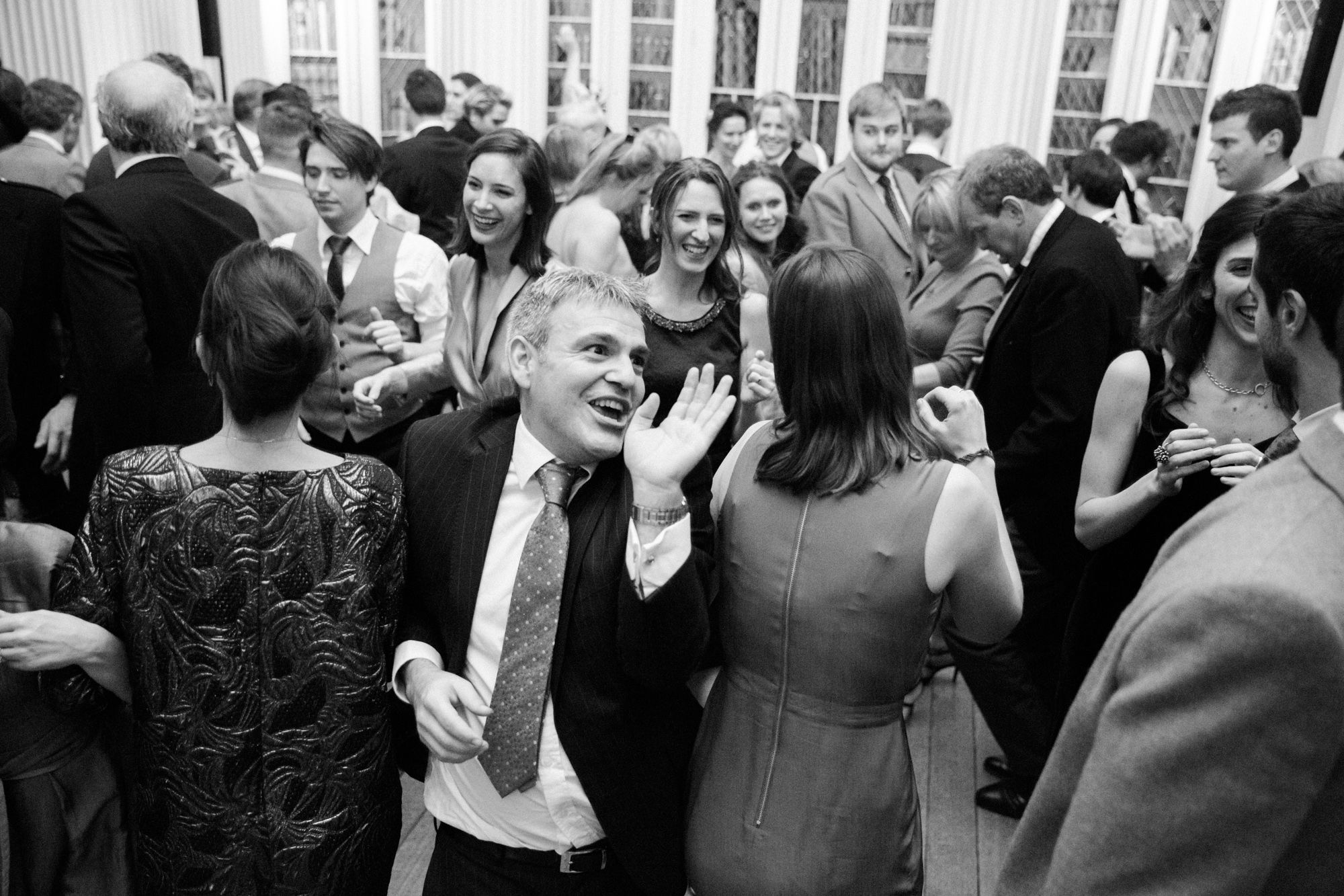 Wedding guests dancing at The Signet Library Edinburgh