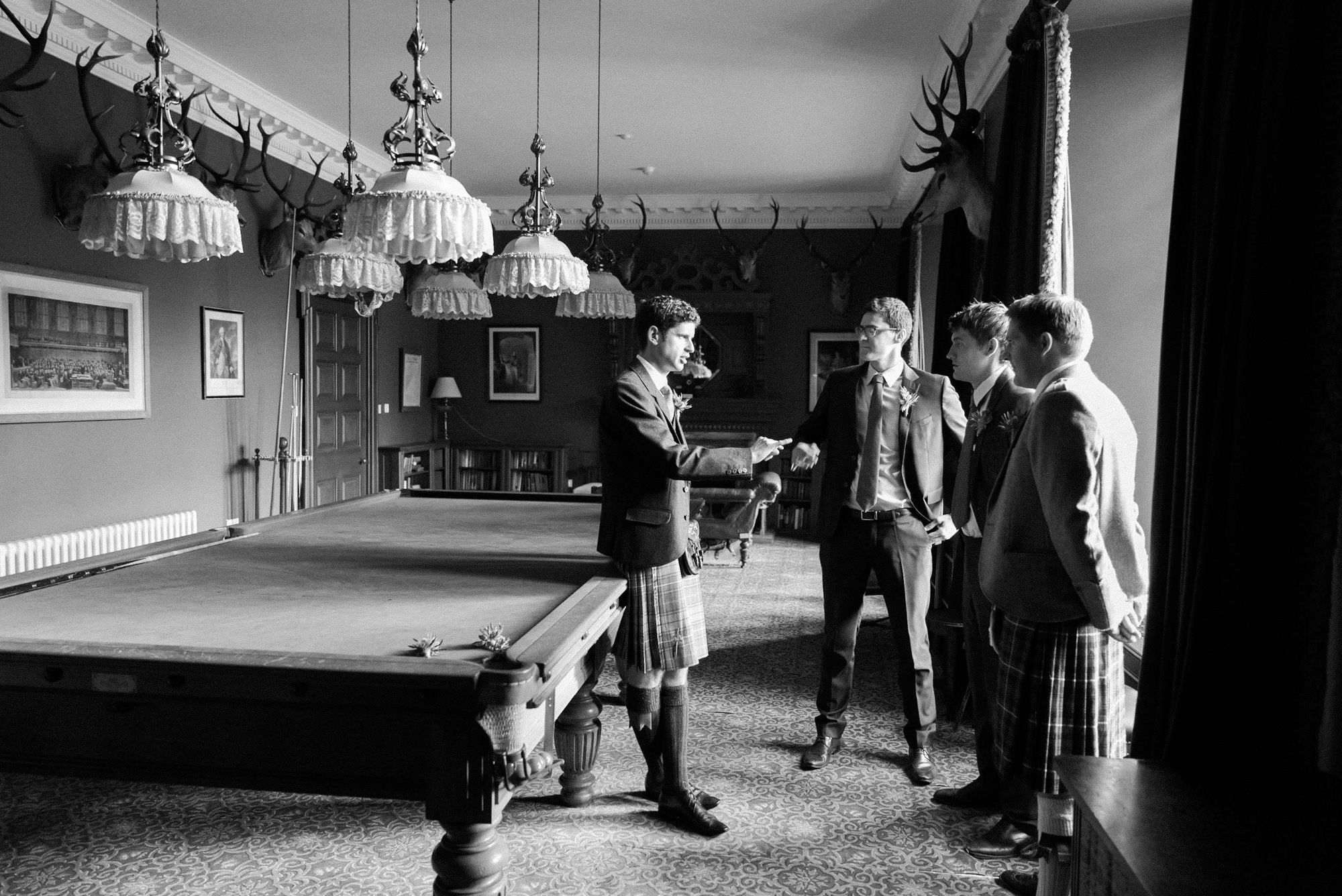 Groom and groomsmen at Mar Lodge Estate