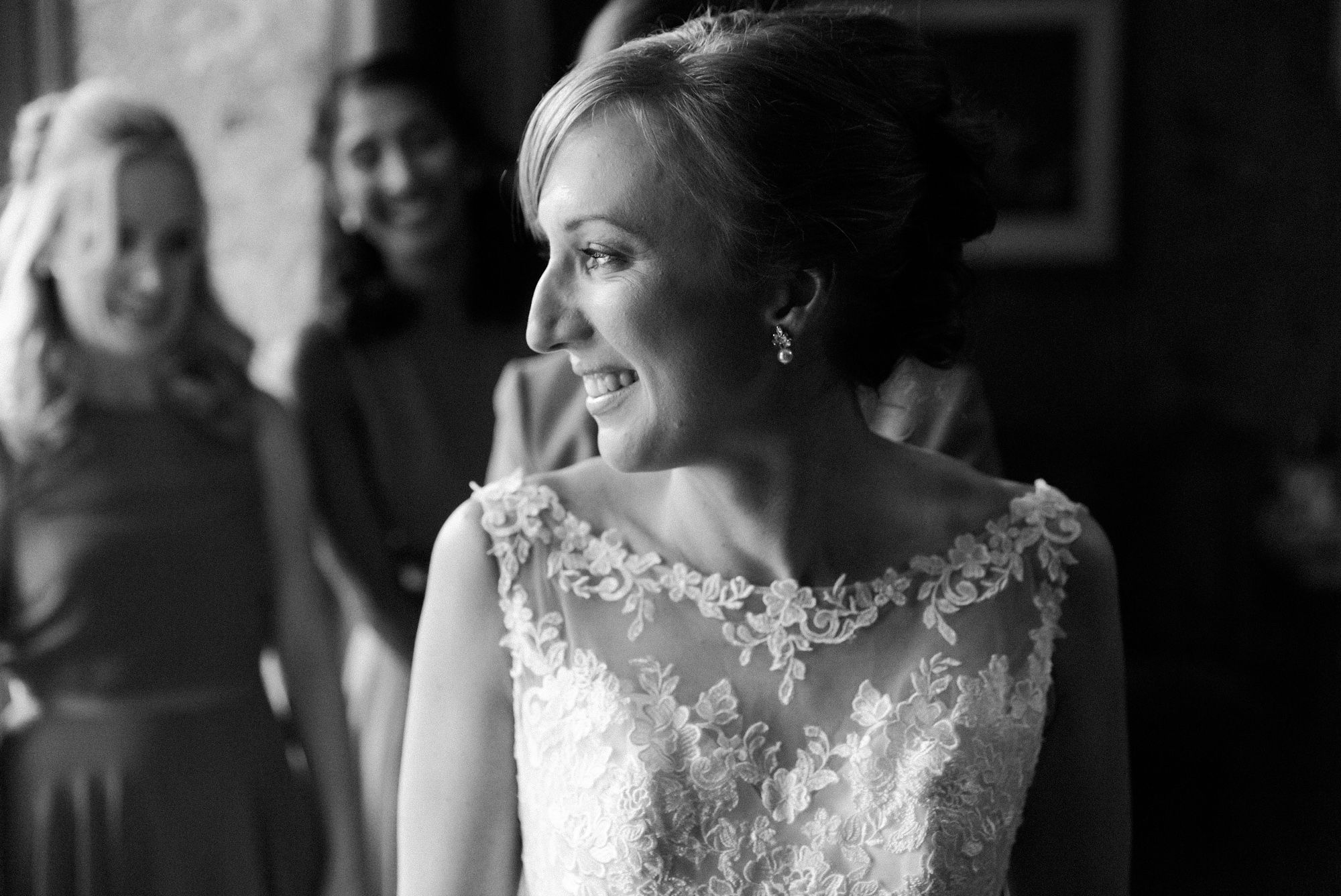 Happy bride getting ready for her wedding