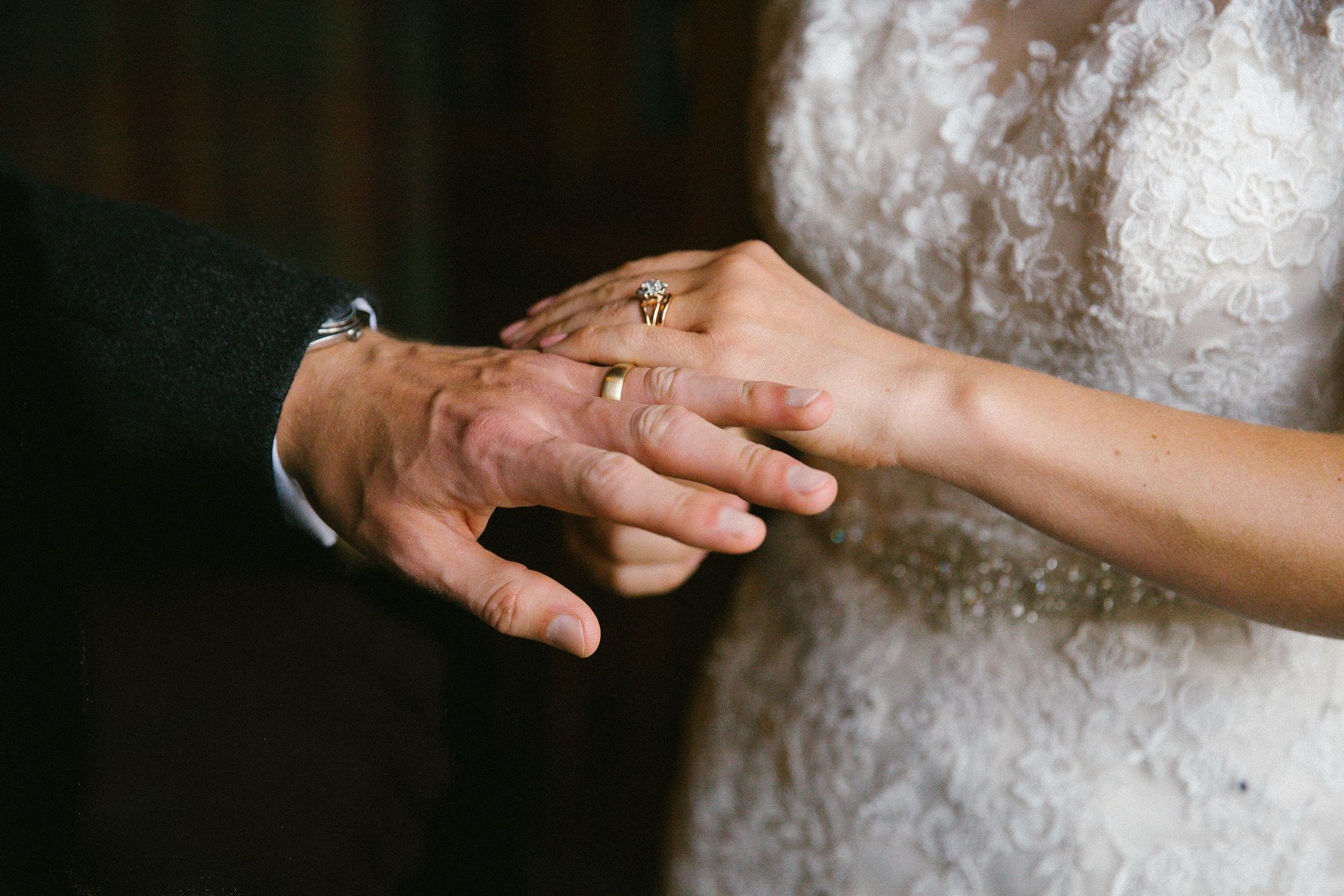 Bride and groom wedding rings