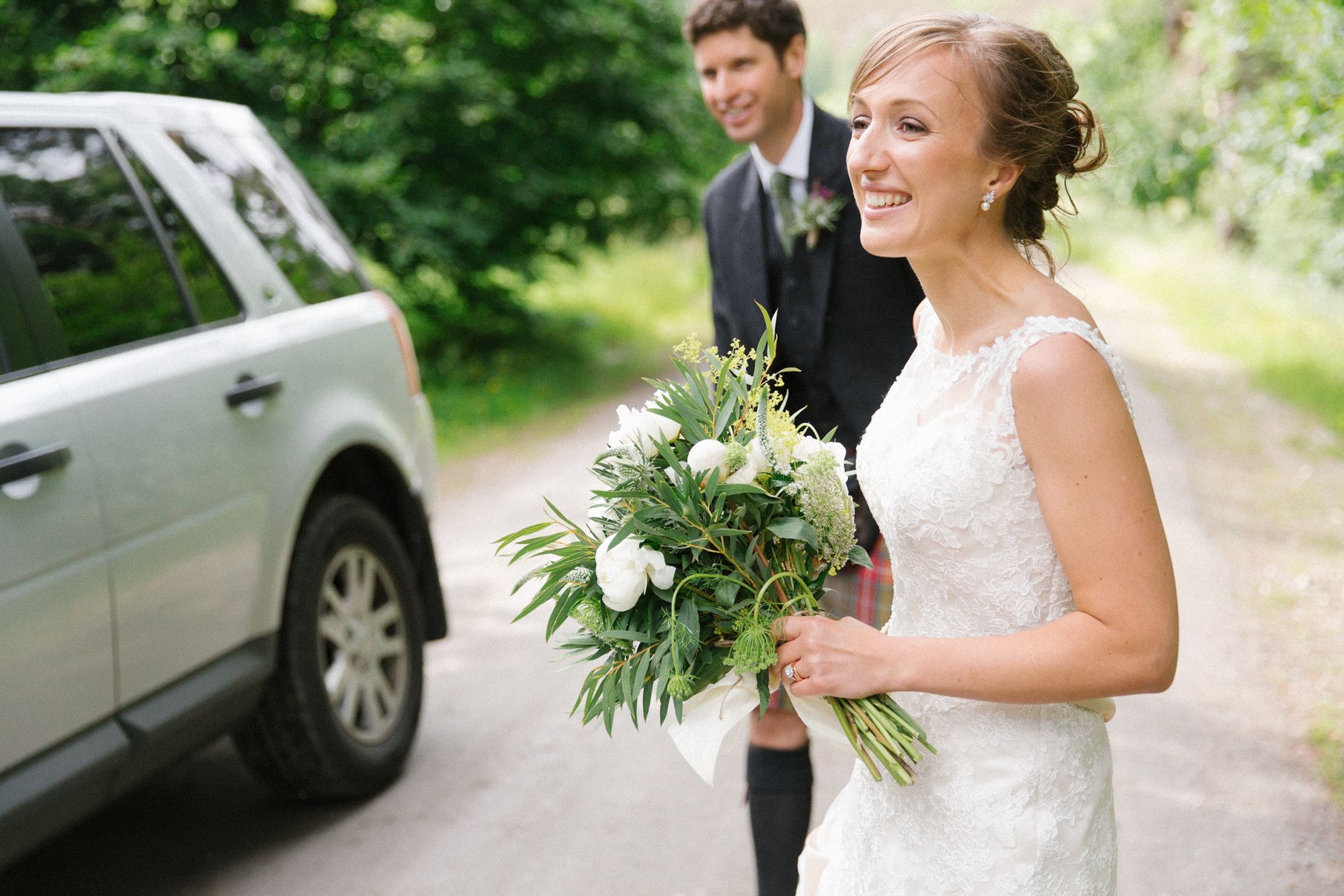 Bride and groom at Mar Lodge Estate