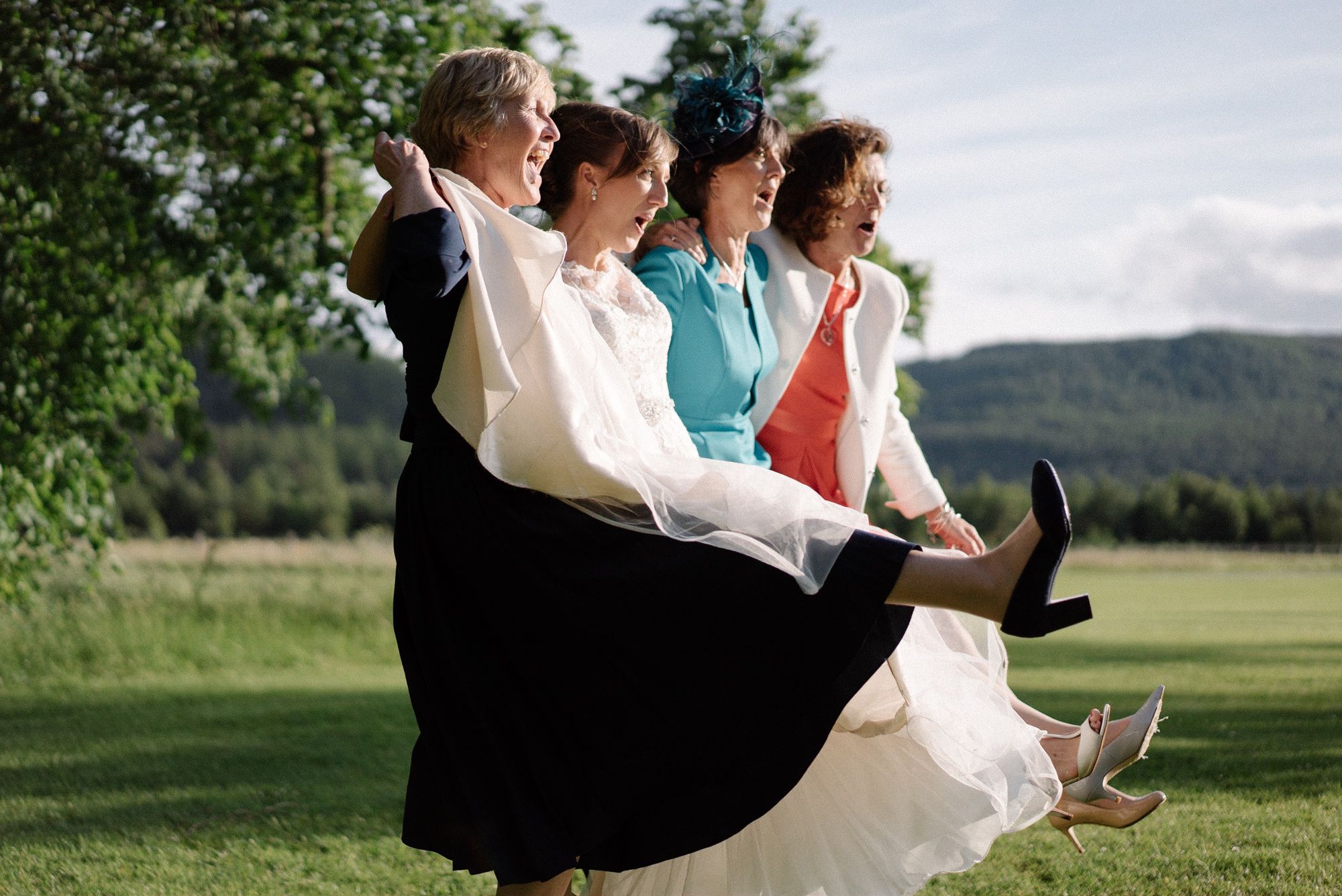 Wedding guests at Mar Lodge Estate