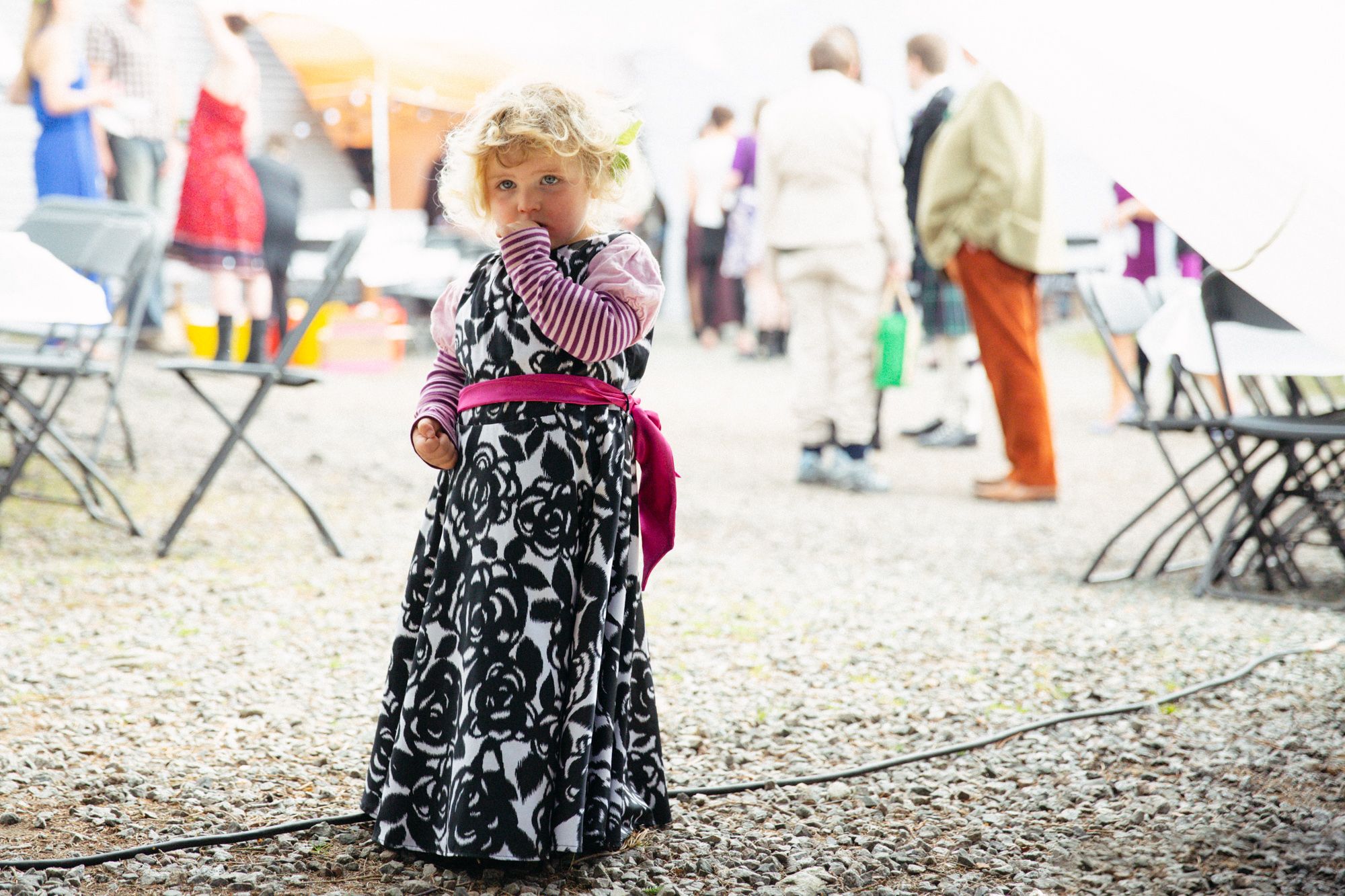 Little girl at farm wedding Scotland