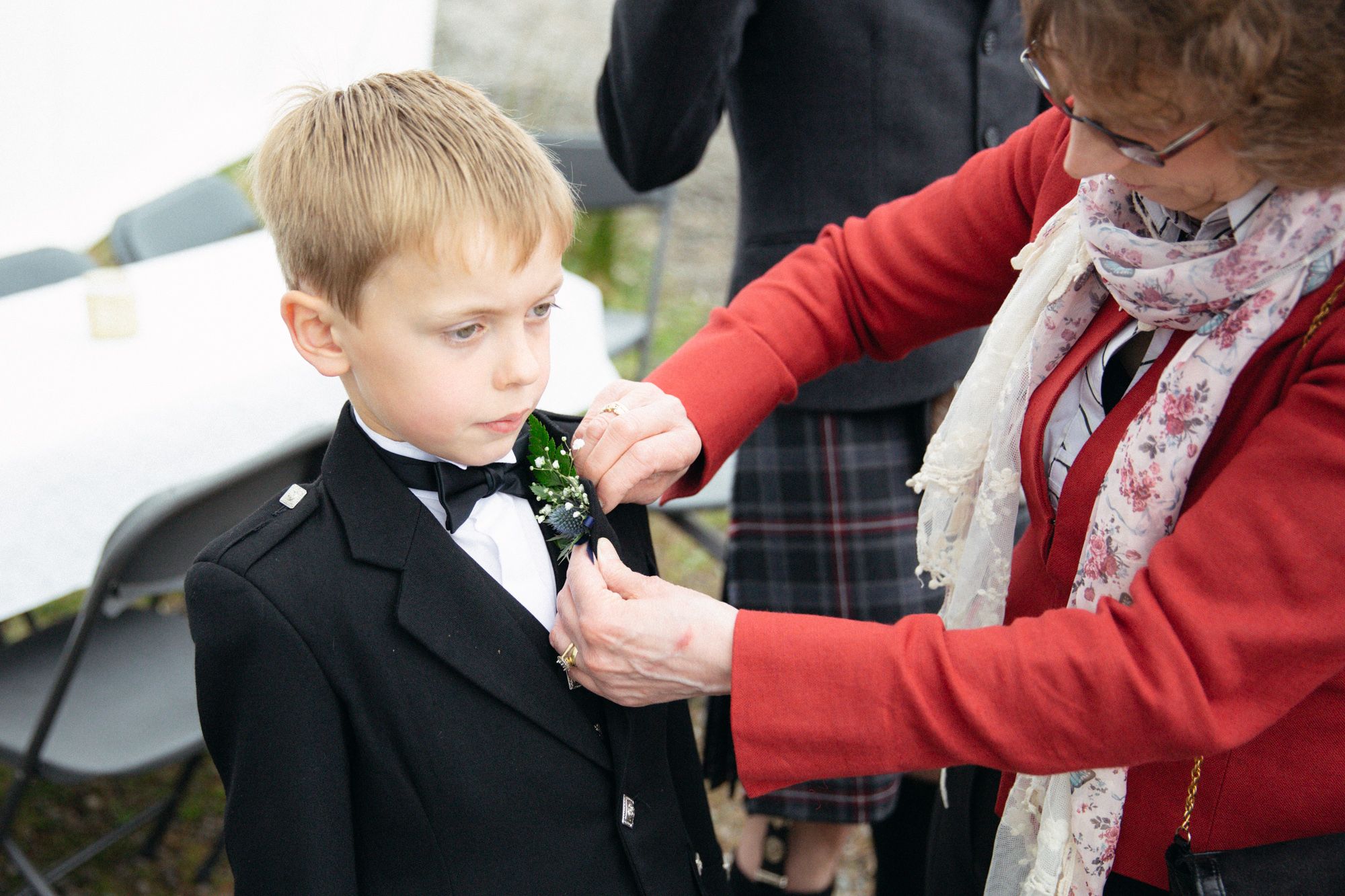 Boy getting ready for wedding