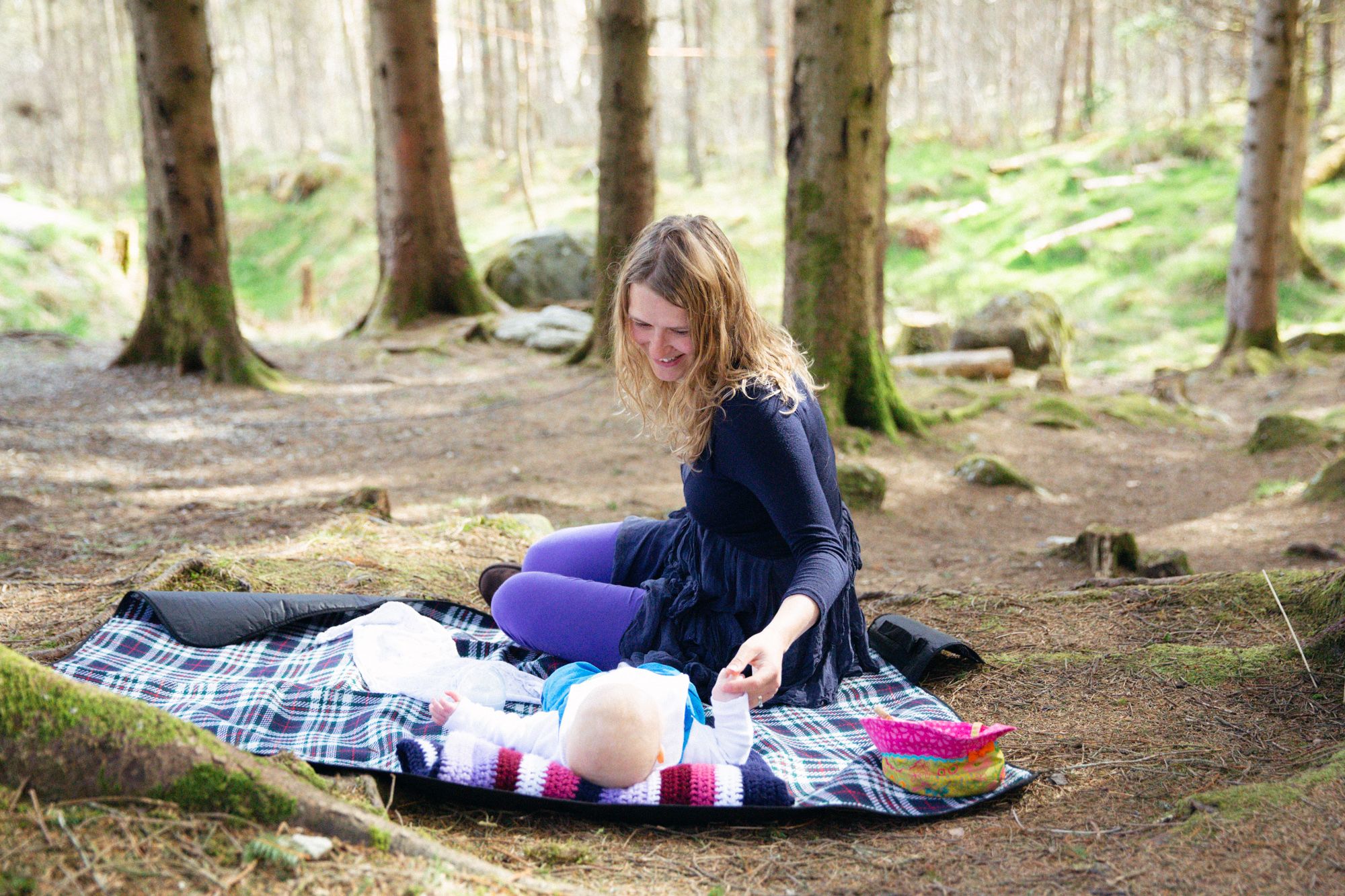 Mother and baby at rural wedding Scotland 