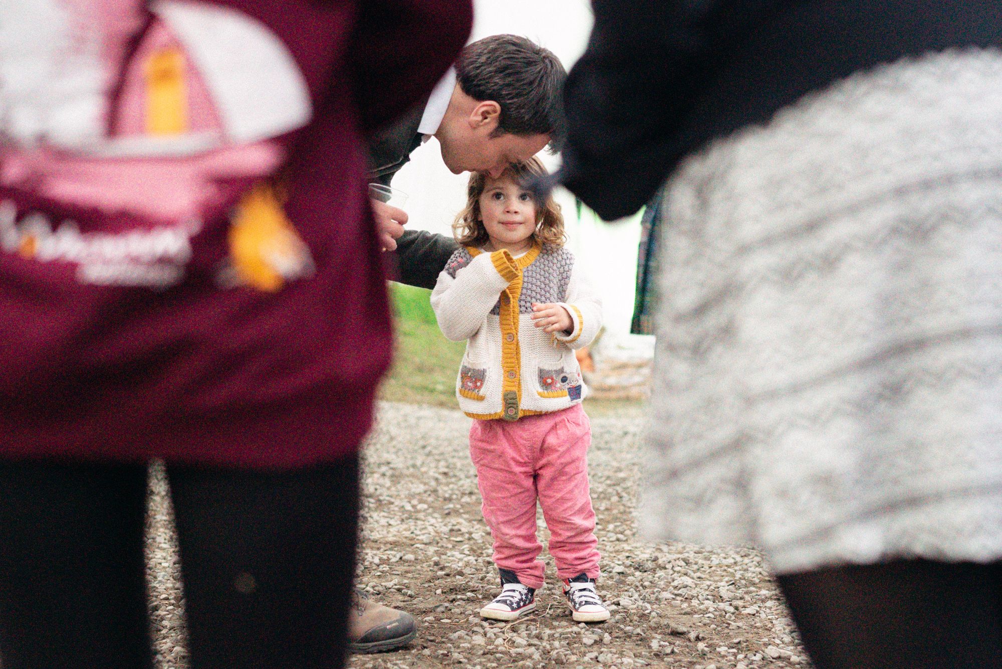 Little girl at a farm wedding