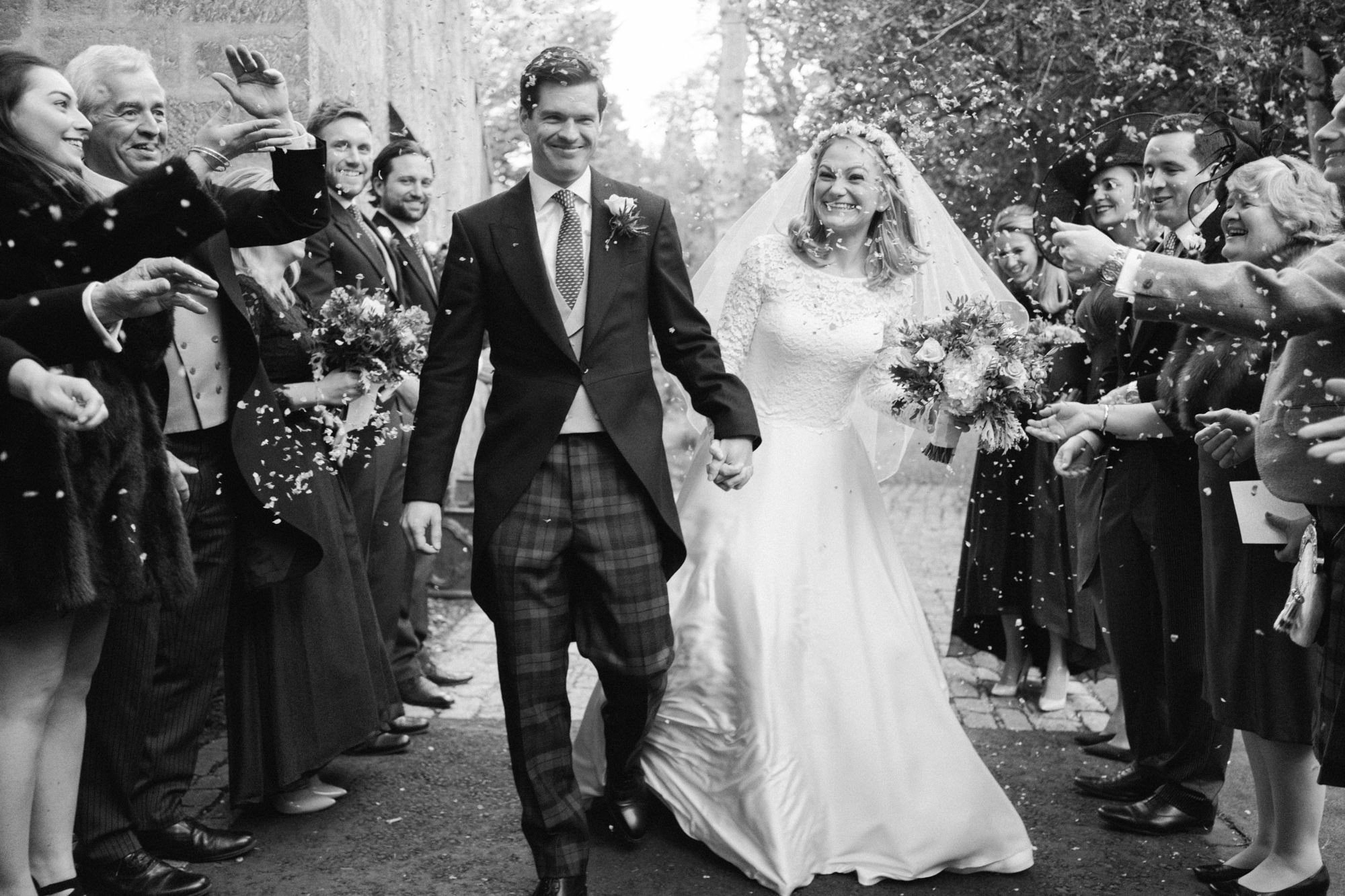 Elegant autumn wedding at Carberry Tower confetti throw