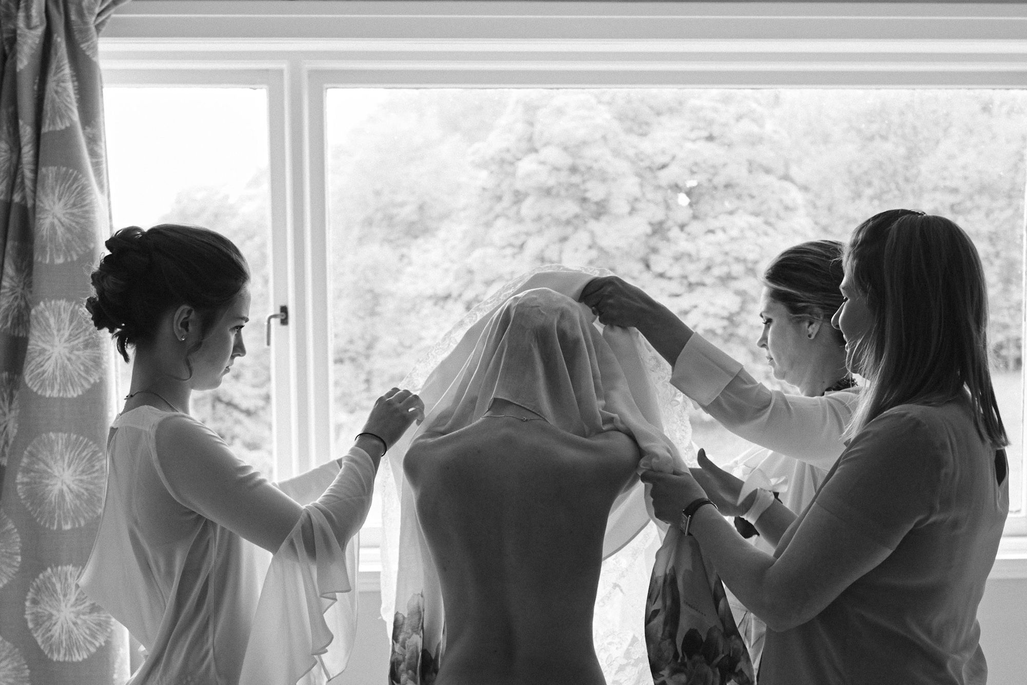 Bride getting ready at Dunglass Estate