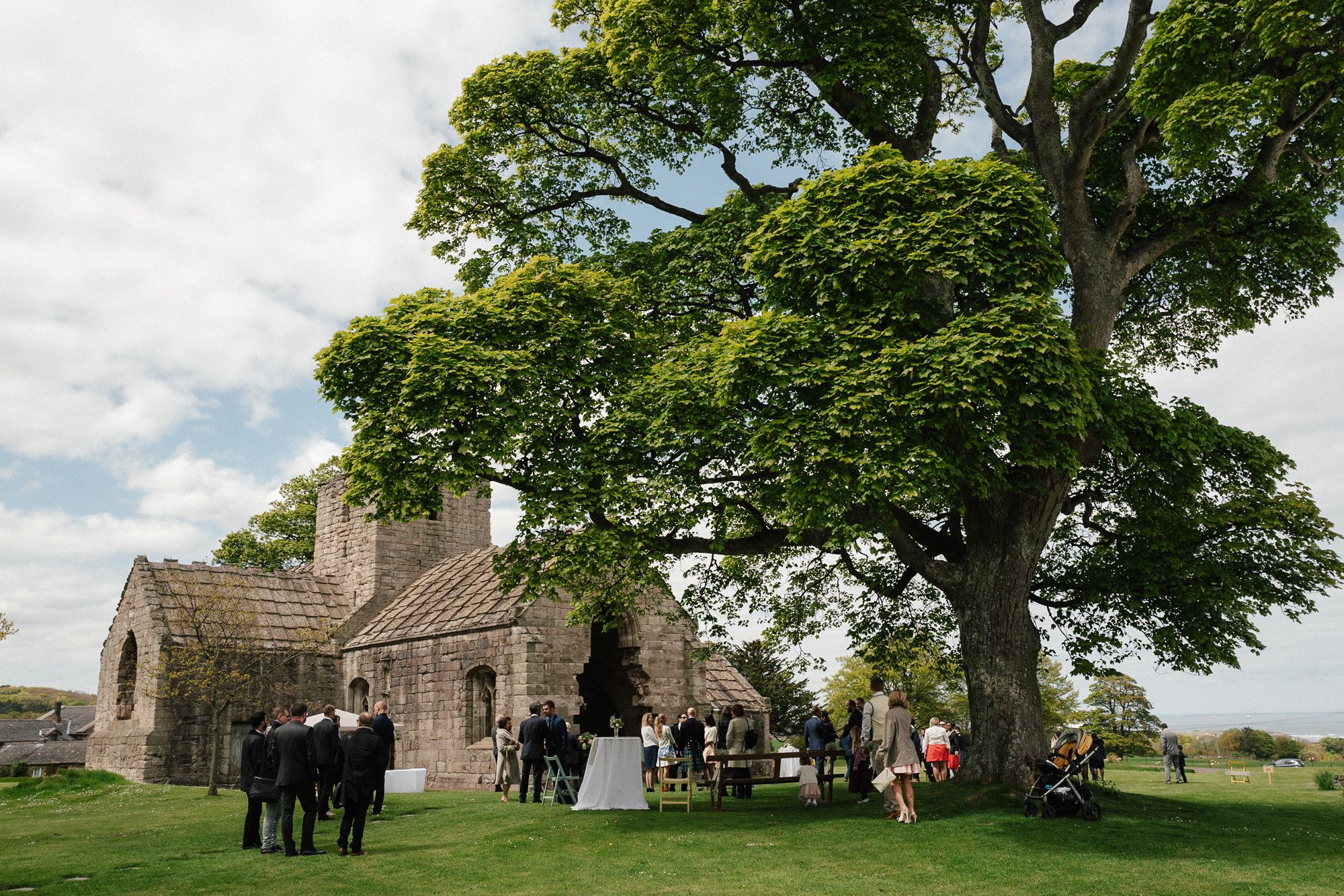 Dunglass Estate wedding drinks reception outdoors