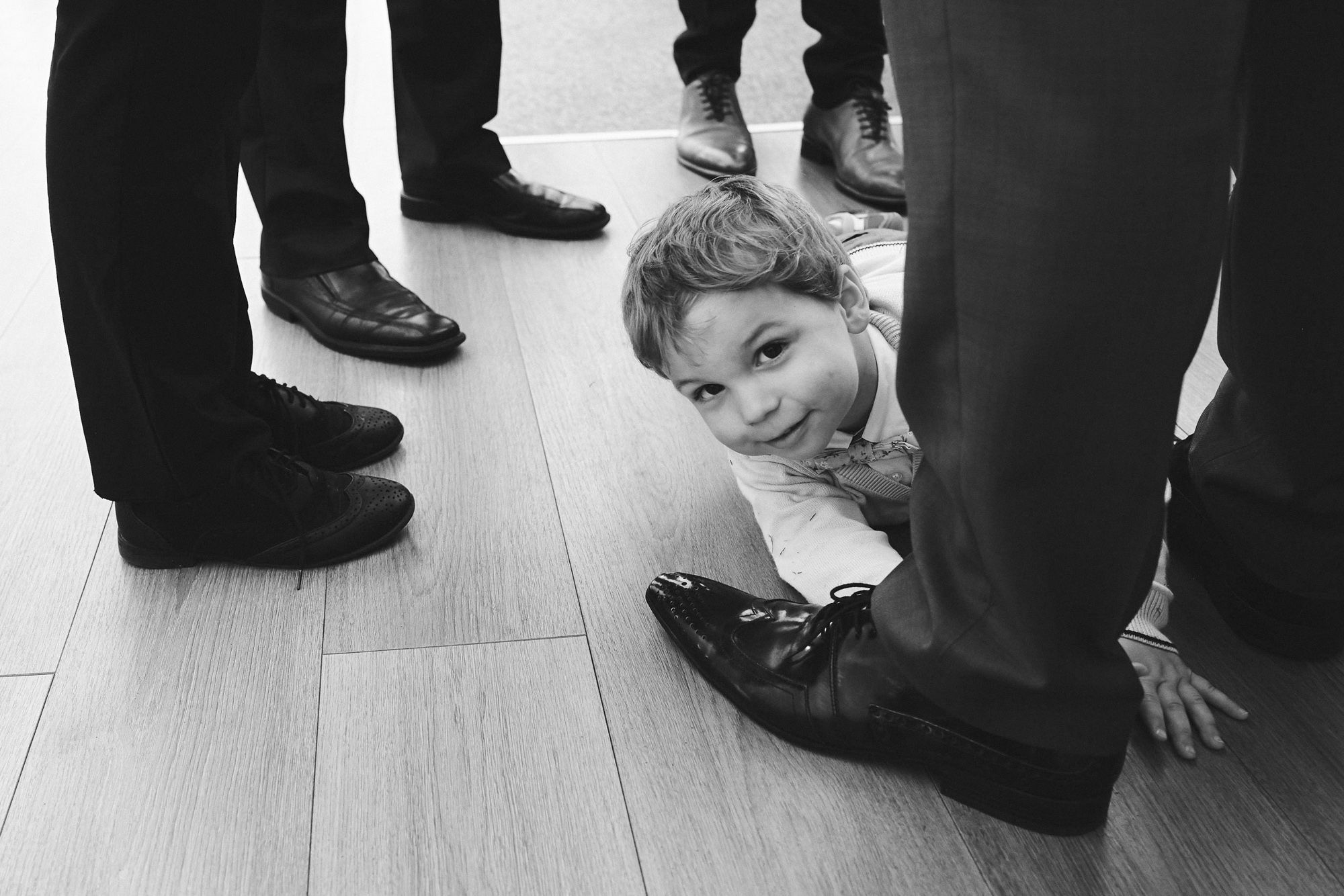 Playful boy at a wedding