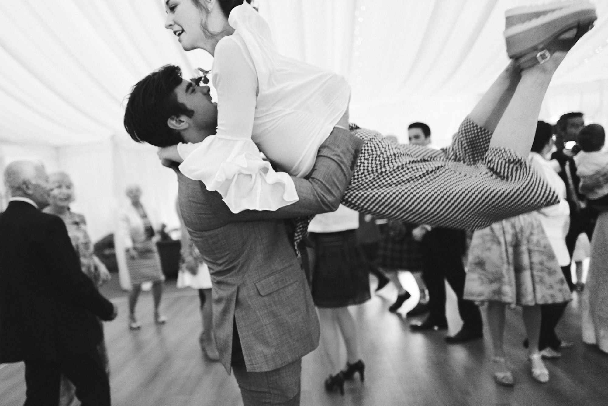 guests dance at a wedding