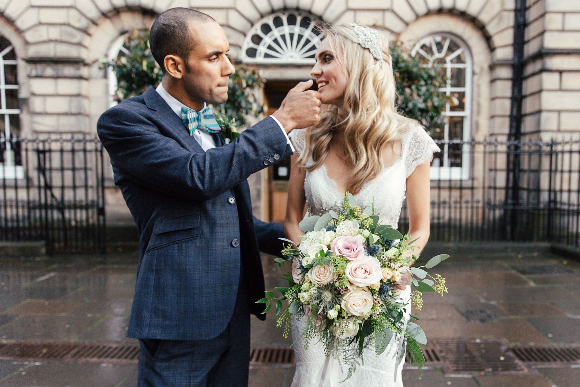 Signet Library wedding bride and groom portrait