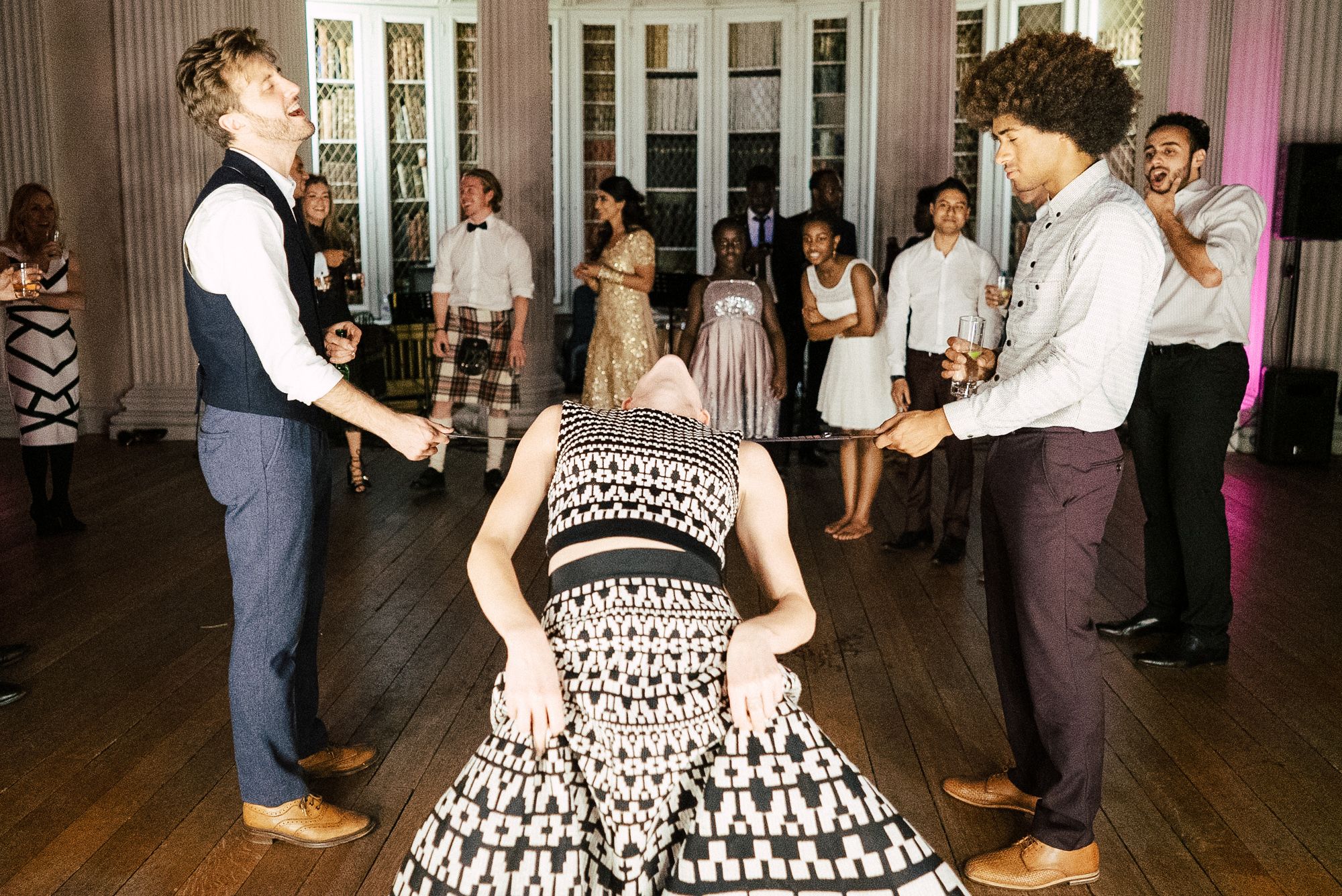 wedding guests dancing