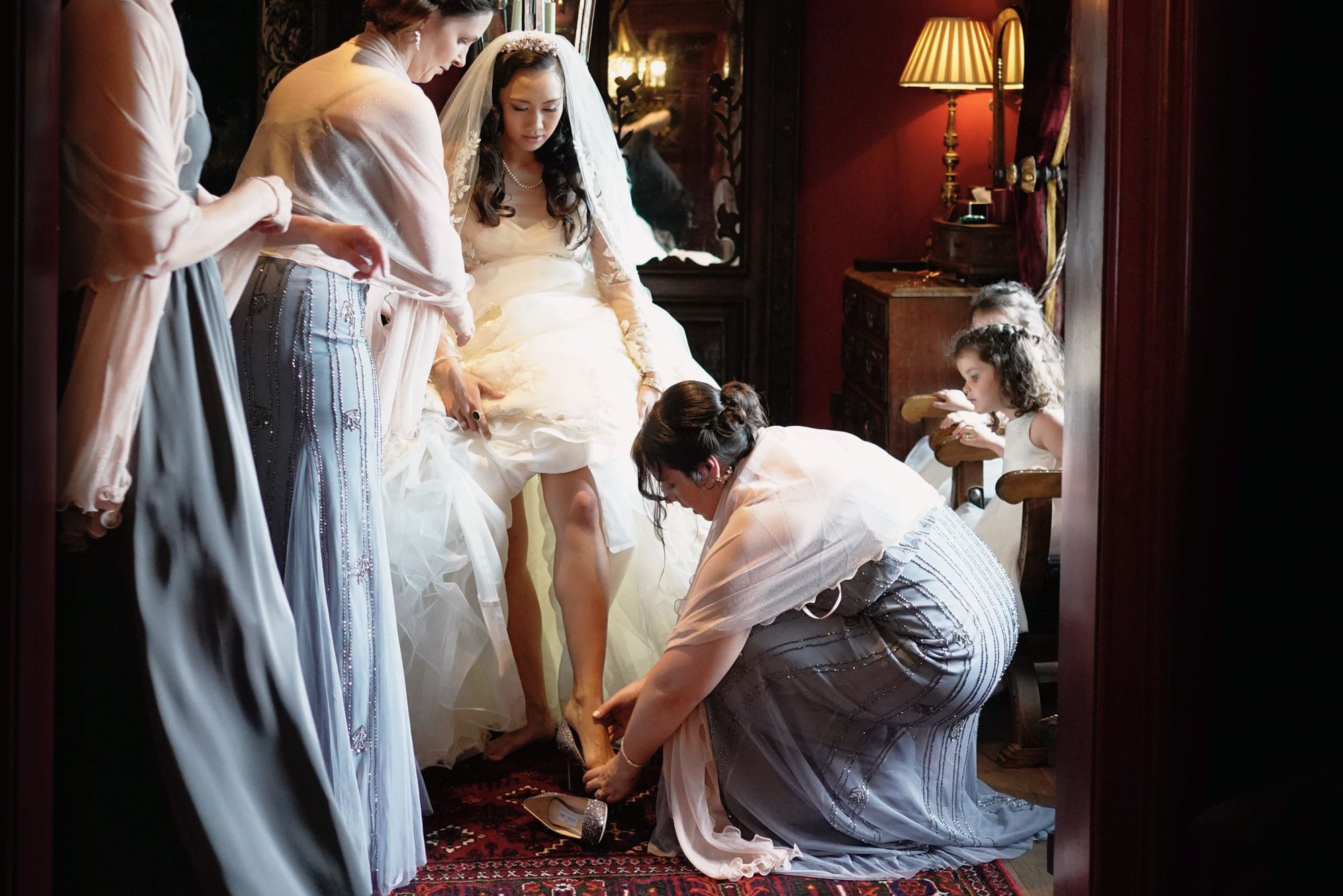 bride getting ready for wedding in Edinburgh